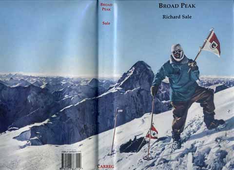 
Broad Peak First Ascent - Marcus Schmuck on Broad Peak Summit June 9, 1957 with K2 in background - Broad Peak book cover
